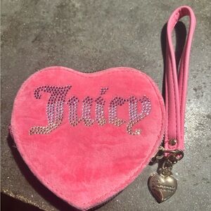 Juicy Couture Pink Heart Wristlet with Gold Charm